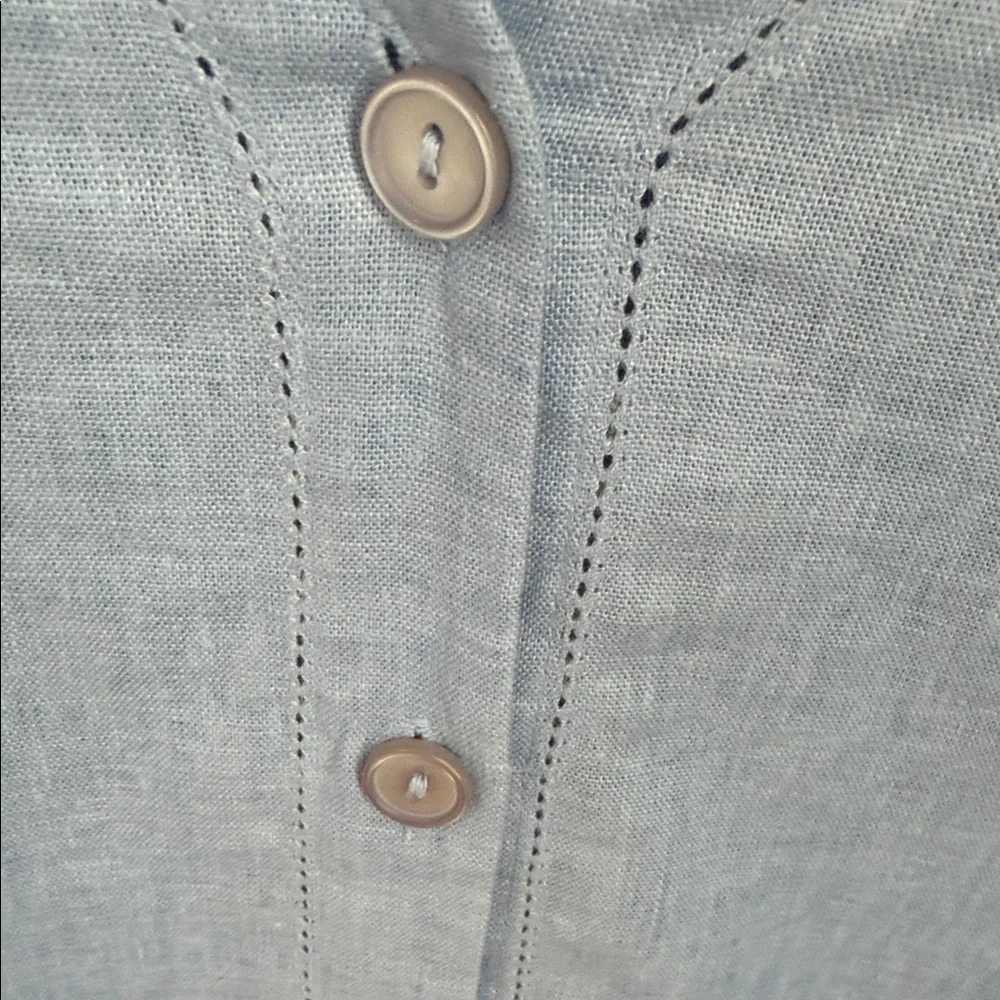 NWT LINEN BLEND Studio Works Blue Button Shirt 22W Coastal Grandmother Breezy - Picture 7 of 15